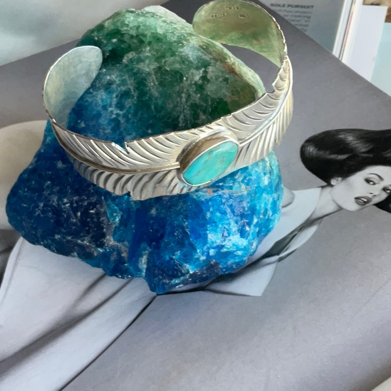 Taxco Sterling Silver Bracelet With Turquoise Accent